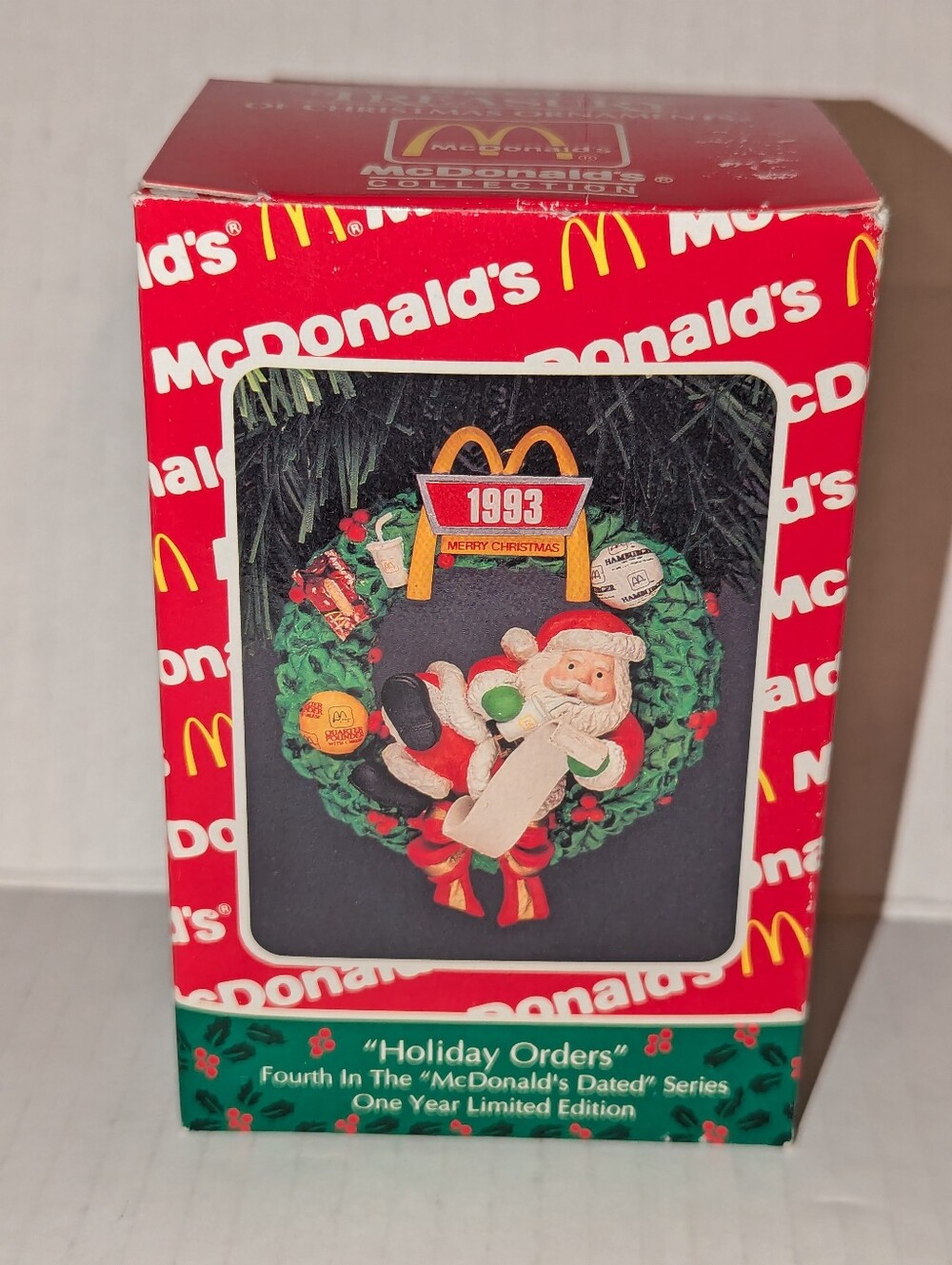Vintage 1993 McDonald's Enesco "Holiday Orders" Christmas Ornament In Box
